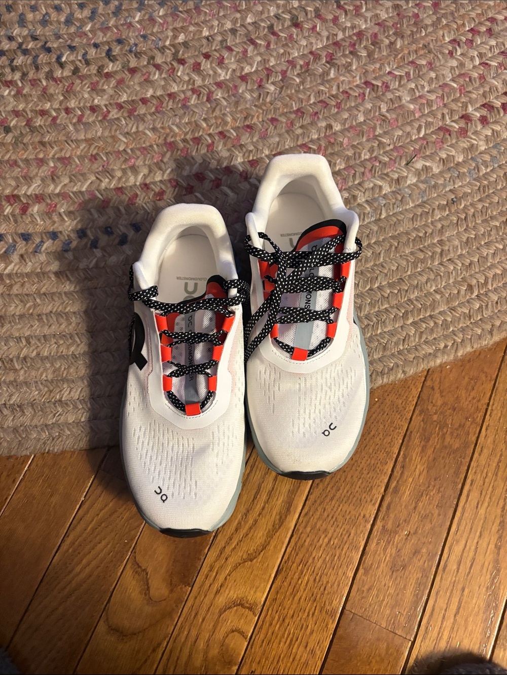 On Running Kids White Sneakers with Orange Accents